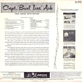 small image of Capt Burl Ives LP cover back with link to larger file