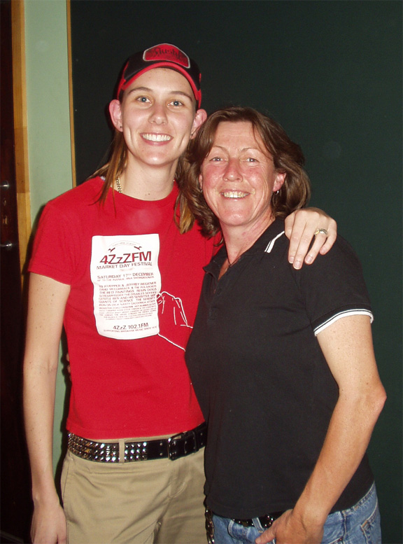 past presenter Sarah and stalwart Deb Murphy at 4ZZZ studio 4th October 2006